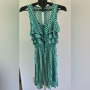 Xhilaration‎ Women's geometric high low sleeveless teal/white  dress size medium